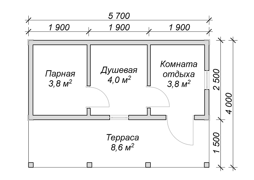 Небольшая баня с верандой